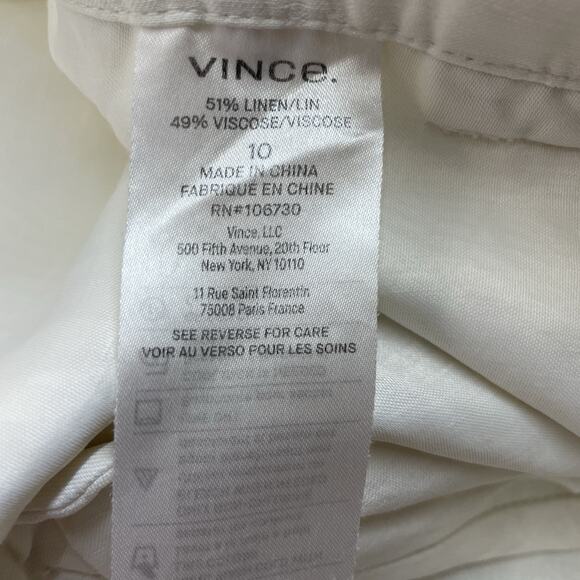 Vince Drop-Waist Wide-Leg Cargo Pants Size 10 Linen Blend Waist 36 Cream Ivory - Picture 8 of 8